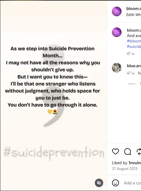 Bloom Not Break reflection — suicide prevention month